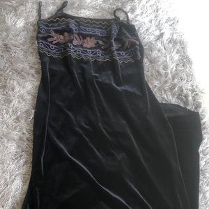 Long black velvet dress